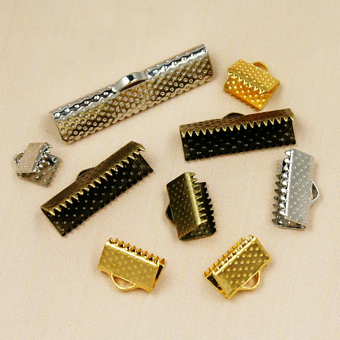 

3 Colors 3 Sizes DIY Jewelry Findings Accessories Silver Gold Antique Bronze Vintage Textured End Caps Crimp Beads Clasps PJ-02