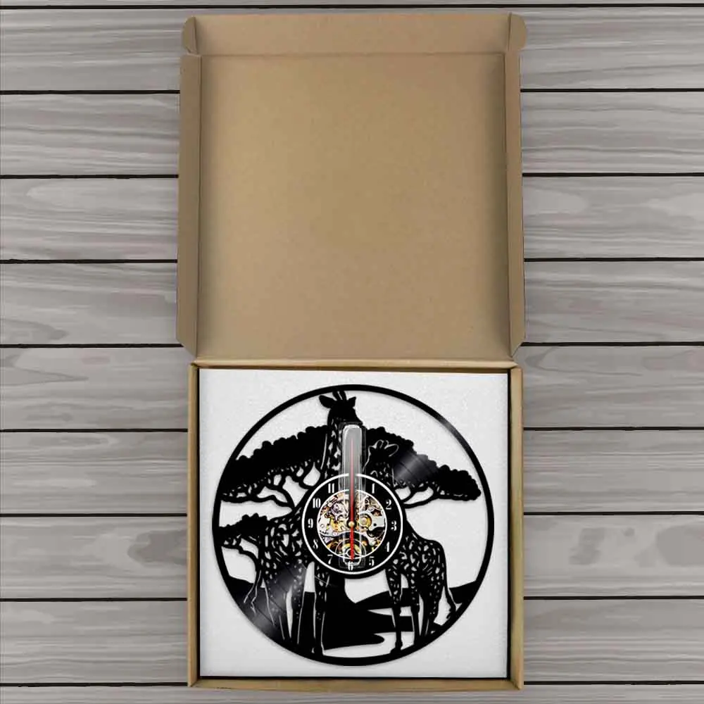 Настенные часы с виниловой пластиной в виде жирафа креативные декоративные