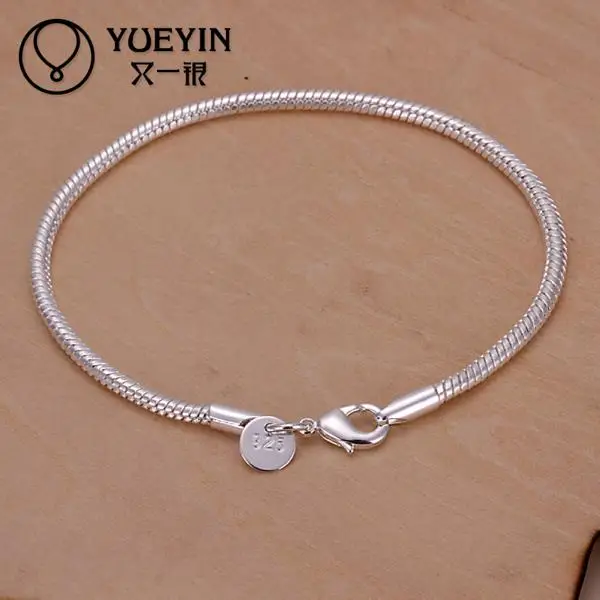 Женский браслет простой дизайн змея цепной серебряный 20 см|silver bracelet|silver fashion