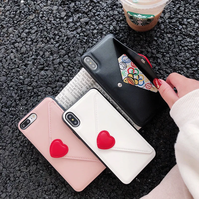 Glam чехол-кошелек из искусственной кожи для iPhone XMAX X XS с сердечком и кредитной