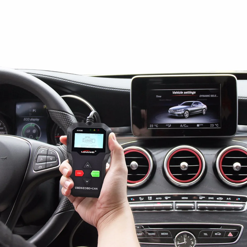 KONNWEI KW590 OBD2 Авто диагностический сканер нескольких языках OBDII код читателя лучше