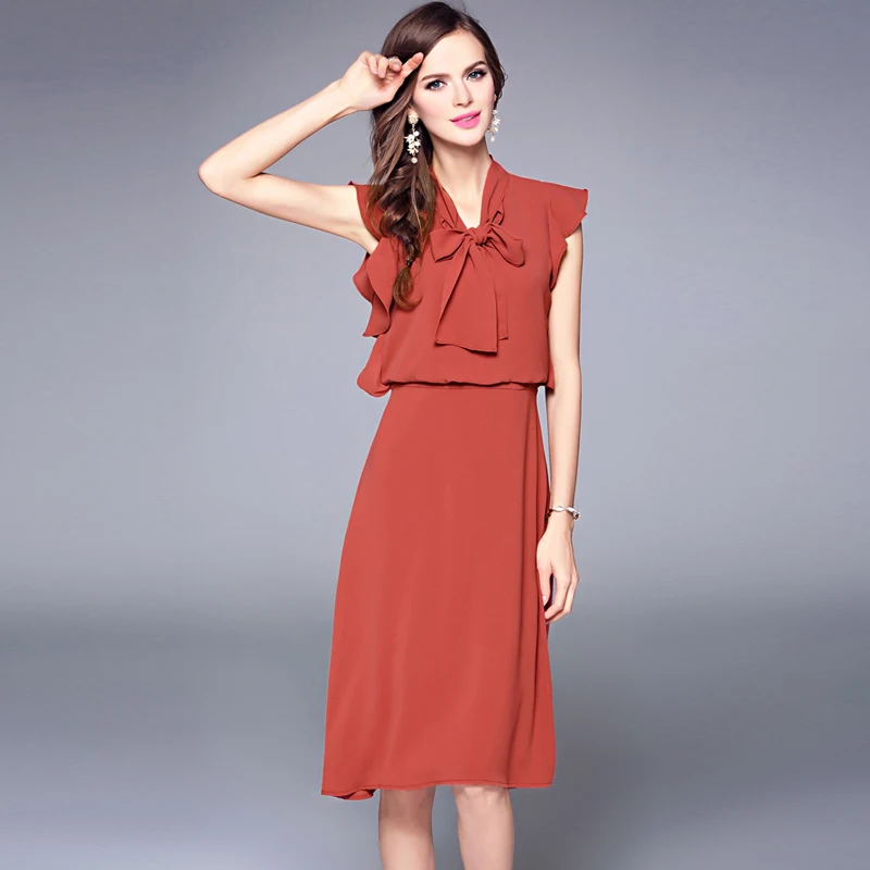 ZIPIPIYF 2017 летние женские новые ложные 2 элегантный Рябить воротник длинные платья в