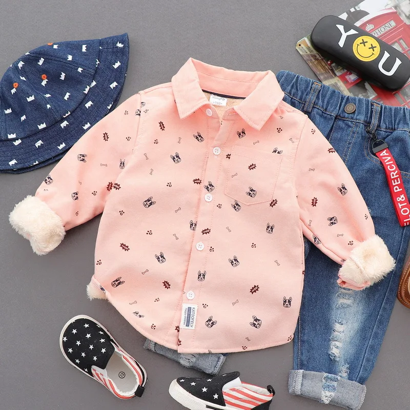 2018 Зимние Детские Модные свободные вельветовые плотные теплые блузки с длинными