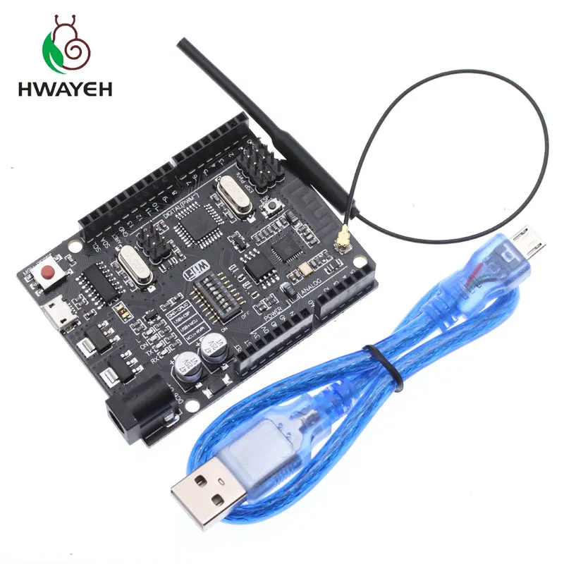 HWAYEH UNO R3 + Wi Fi ATmega328P ESP8266 (32 Мб памяти) процессор CH340G для Arduino Uno NodeMCU WeMos новое