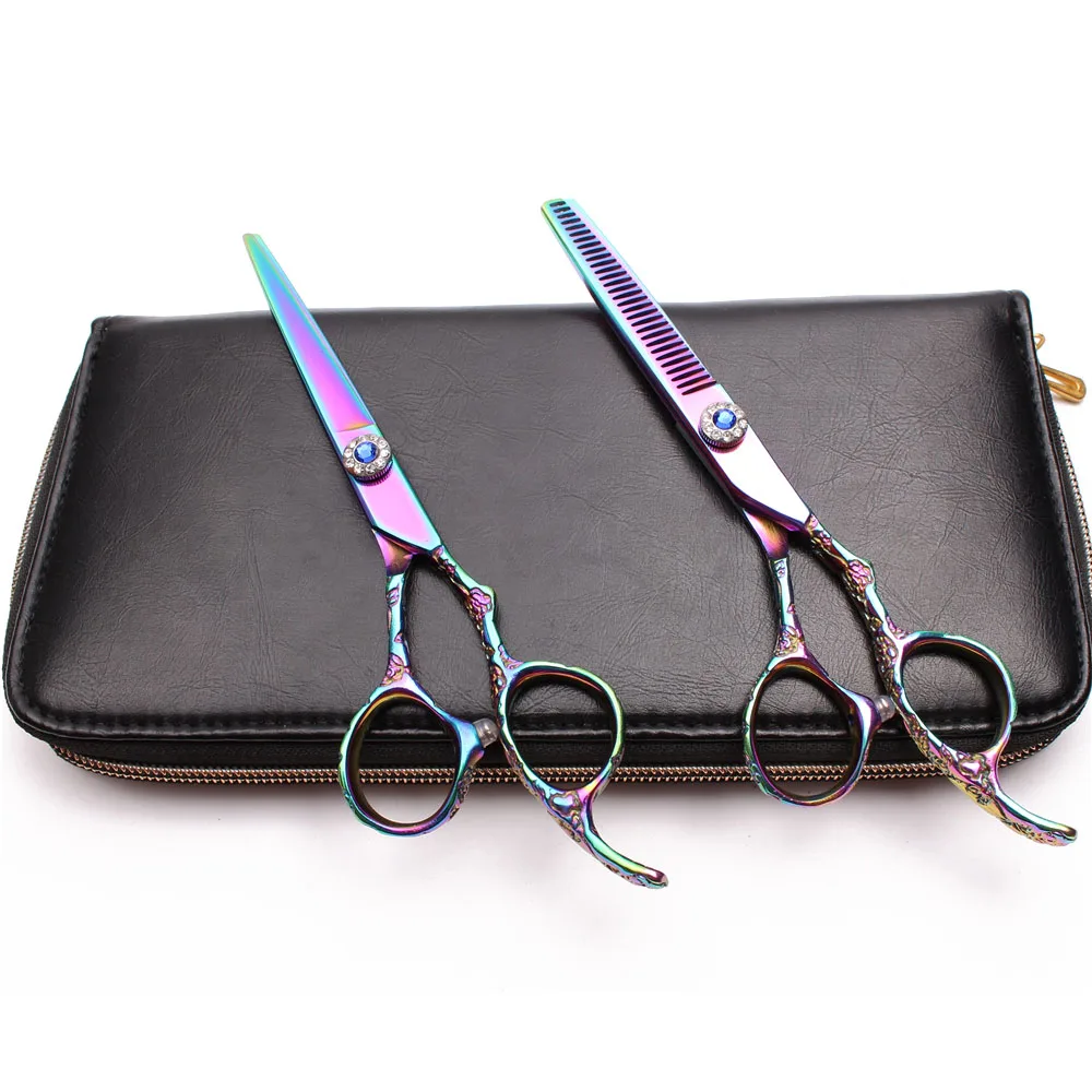 5.5&quot 16cm 440C Customized Logo Hairdresser's Shear Thinning Scissors Cutting Shears Plum Handle Professional Hair C9002 | Красота и