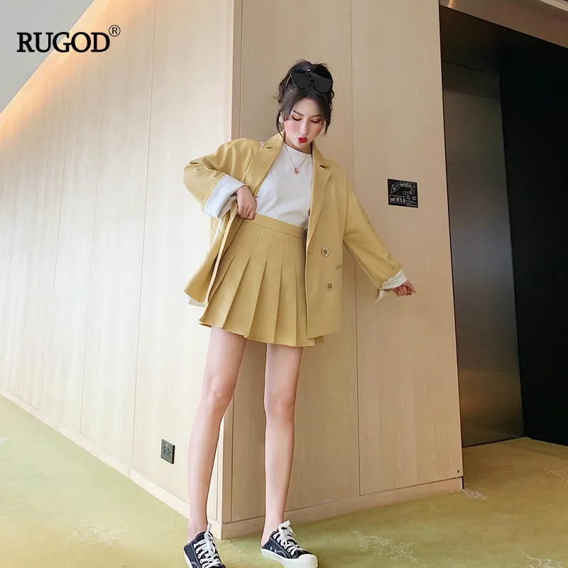 RUGOD модный однотонный однобортный Женский блейзер с зубчатым воротником
