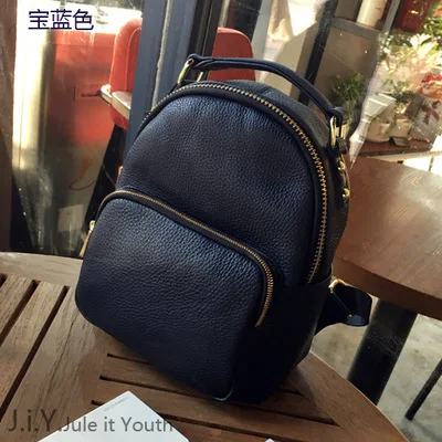 dark blue AETOO Кожаная мини-сумка через плечо женская трендовая сумка верхний слой ковбой дикий Досуг маленький дорожный рюкзак - Цвет: dark blue