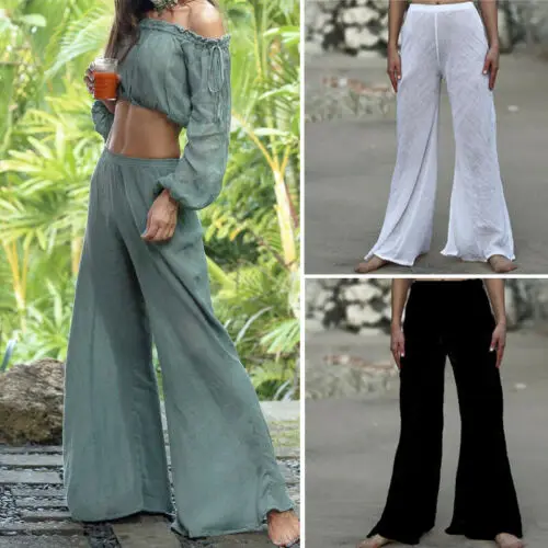Женские льняные шаровары большого размера свободные широкие длинные брюки
