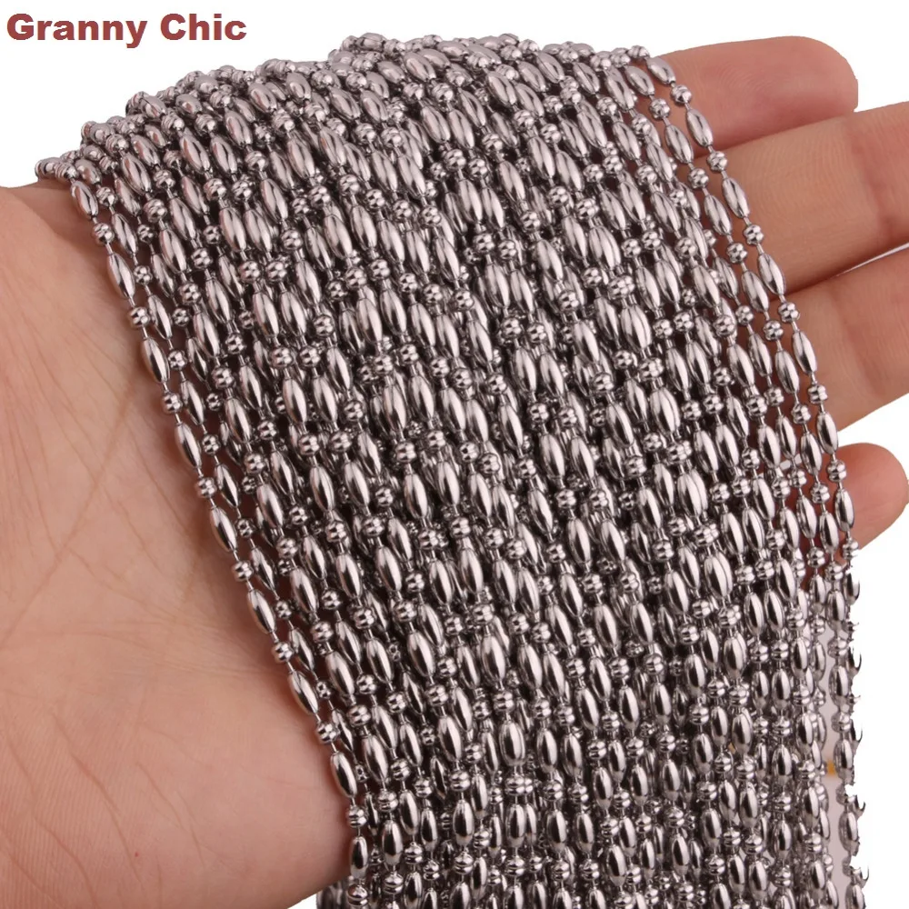 

Granny Chic 50pcs 2.4mm 16"-30" Wholesale Jewelry in Bulk Silver Tone Stainless Steel Oval Ball Chain Necklace Brand New