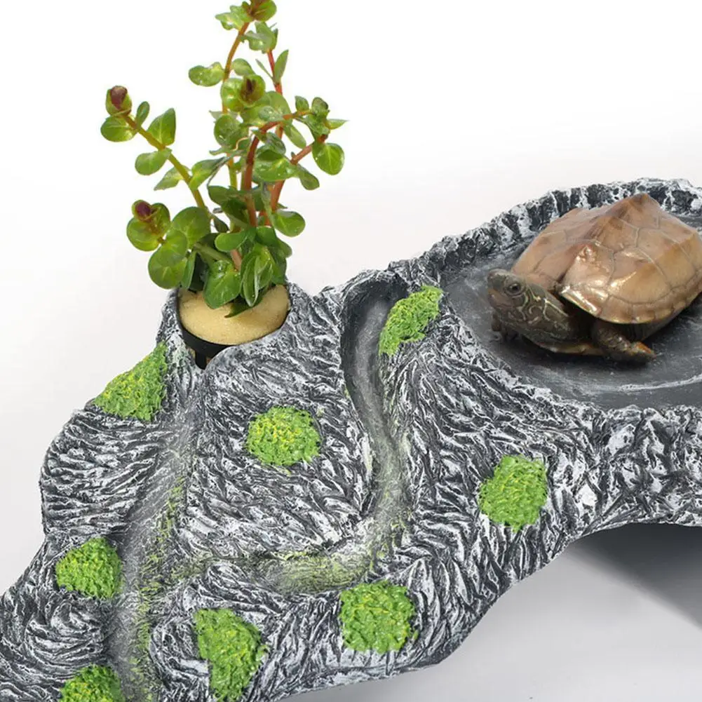 Turtle Drying Climbing Platform Tortoise Sun Roof Terrace Tank Floating Island Resin Rockery Pet Reptile Hide Cave | Дом и сад