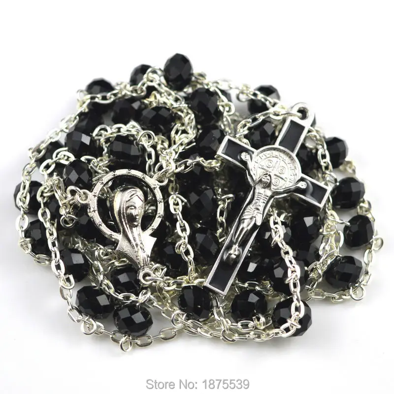 Новый стиль католические четки 59 бусинка из черного кристалла ожерелье |