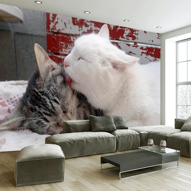 JiaSheMeiJu Custom 3D Stereo Beautiful Cat Photo Wallpaper Wall Covering Living Room Bedroom Dining Mural | Обустройство дома