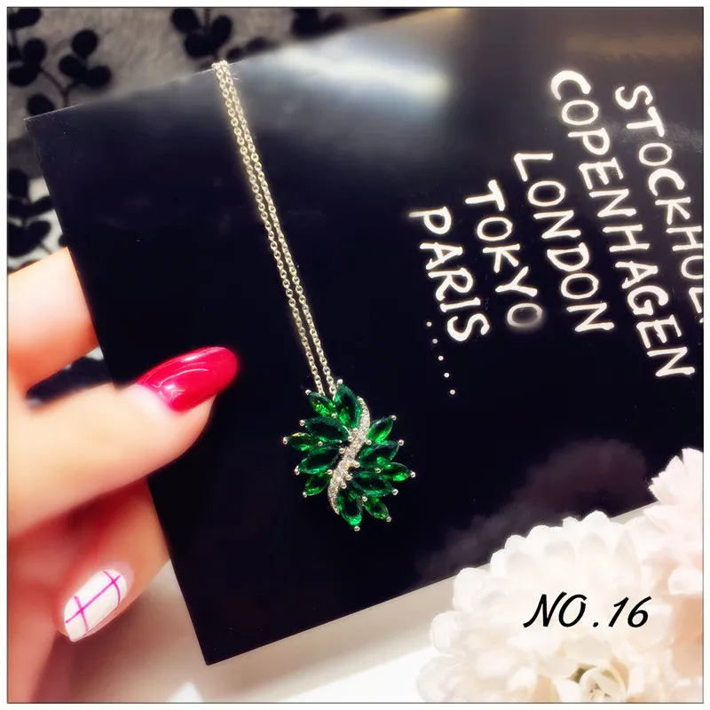 Ожерелья из серебра S925 пробы, подвески для женщин, винтажные ювелирные украшения, Зеленый Изумрудный Фианит, ожерелье для невесты