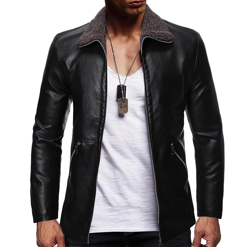 5XL куртки мужские зимние 2019 модные утолщенные кожаные пальто однотонные плюшевые