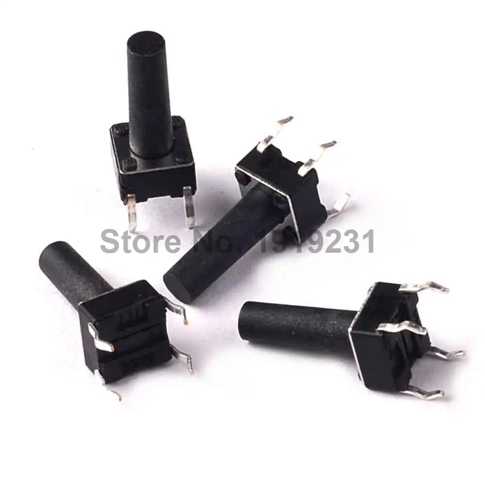 Тактильный кнопочный микро-переключатель прямой самосброс 4 контакта 6 х6х14 мм DIP