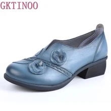 Женские туфли лодочки ручной работы GKTINOO из натуральной кожи на