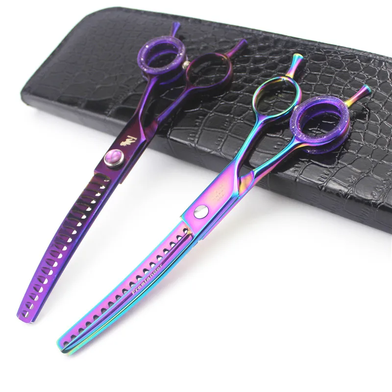 Freelander 7 дюймовые ножницы для собак изогнутые стрижки домашних животных волос с