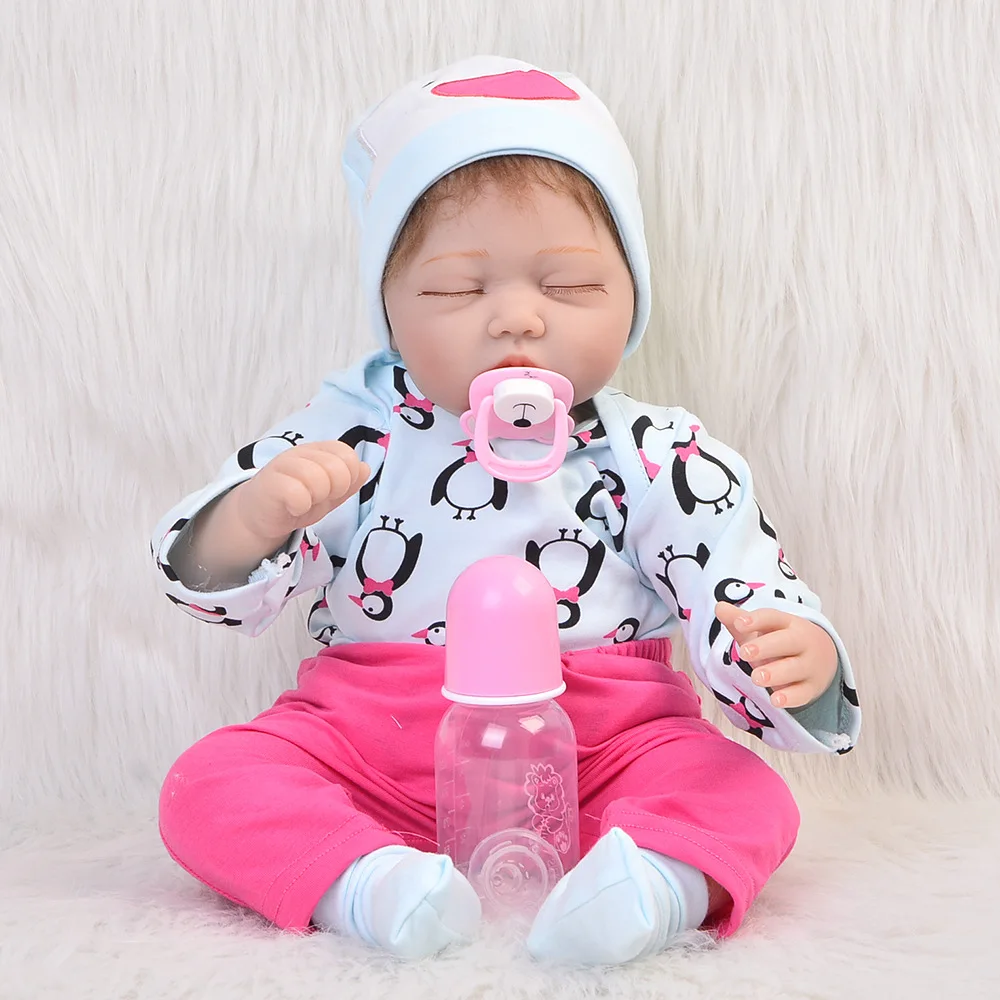 

22inch Reborn Silicone Vinyl Reborn Baby Doll Gift baby reborn silicone realista menina play house toys for kids bedtime boneca