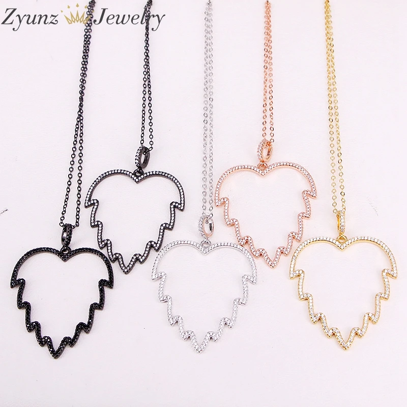 5 Strands ZYZ303-8083 Micro Pave CZ Stones Copper Metal Hollow Maple Leaf Pendant Jewelry Handmade Necklace | Украшения и