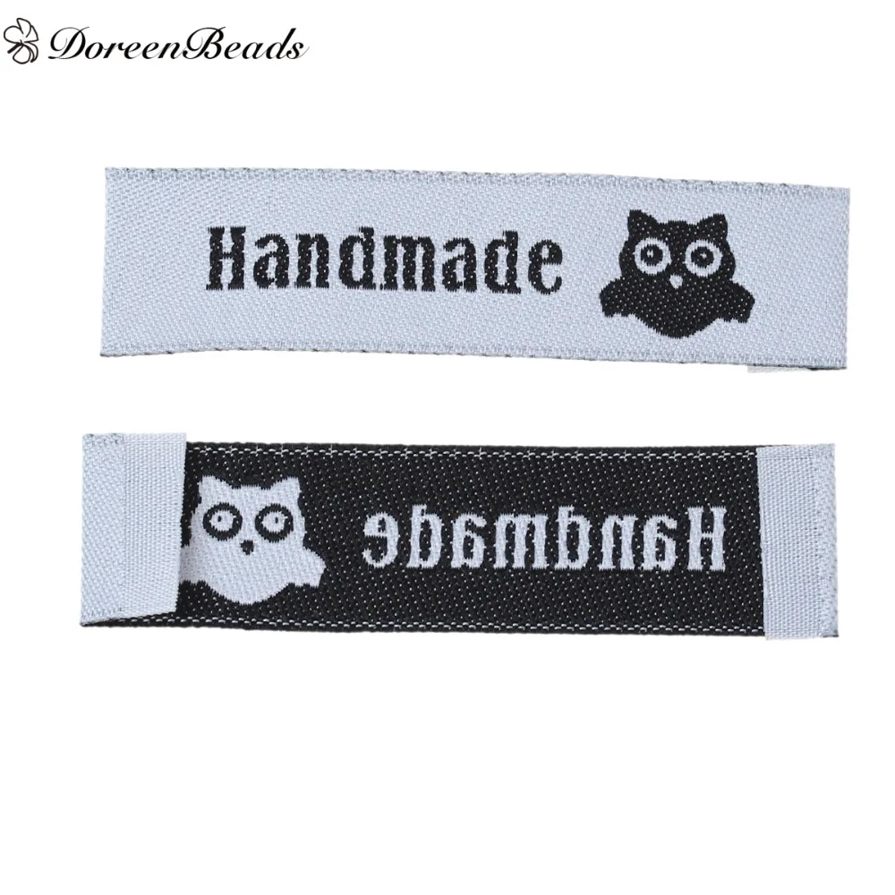 DoreenBeads 50 шт. тканые бирки ручной работы из терилена с принтом для скрапбукинга