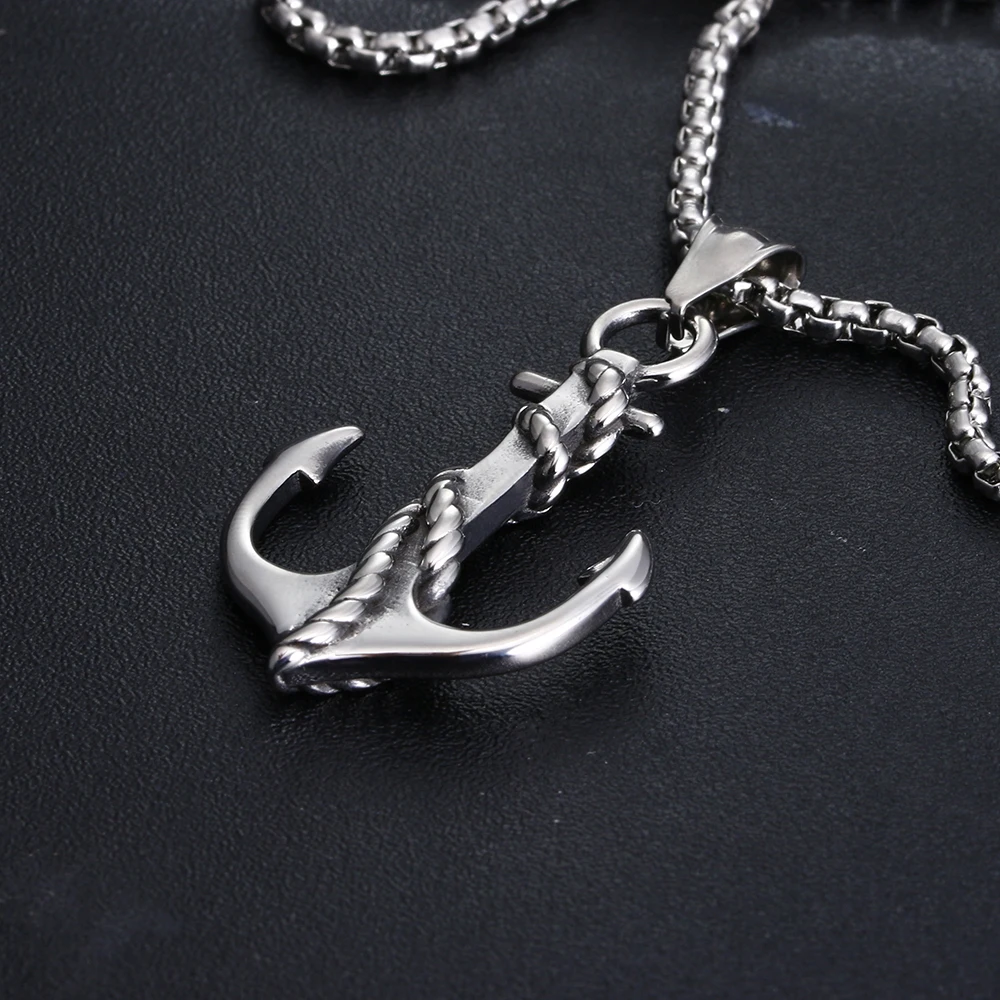 

Punk Male Pirate Stainless Steel Anchor Pendant Necklace
