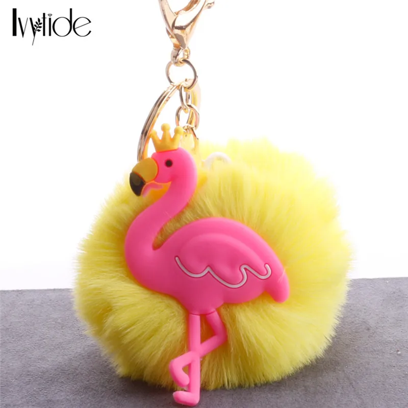 Силиконовый брелок в виде короны Flamingos шарик из искусственного меха кролика