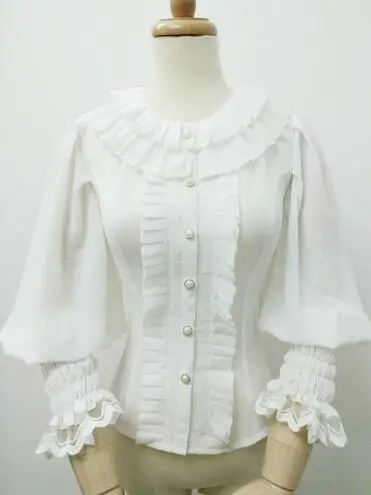 Милая Белая Летняя Блузка для девочек с рукавами-фонариками Женская белая блузка