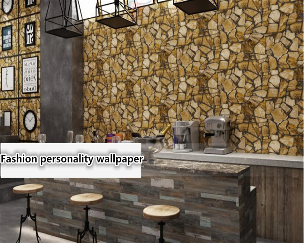 Обои из ПВХ Ретро винтажный каменный мраморный узор обои для ресторана бара кафе