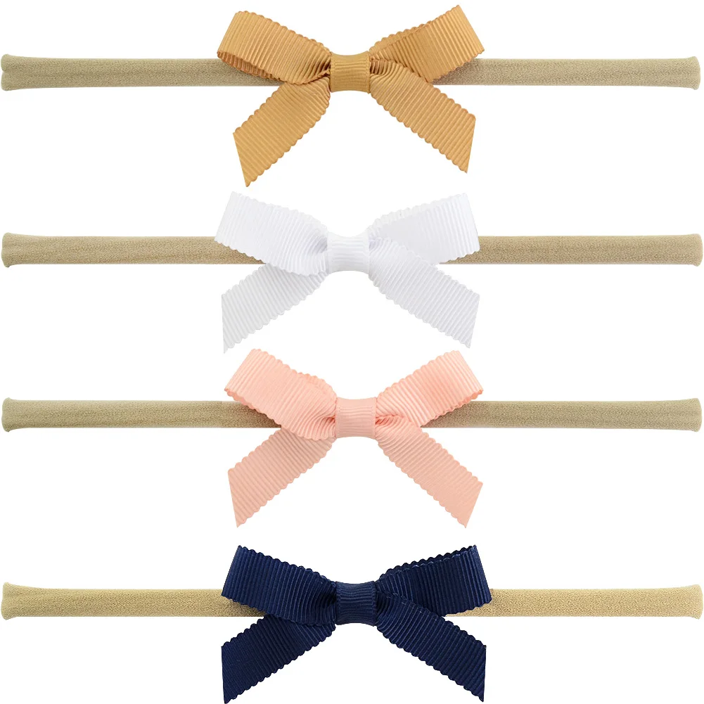 20 шт./лот нейлоновые повязки на голову с бантом для девочек эластичные резинки