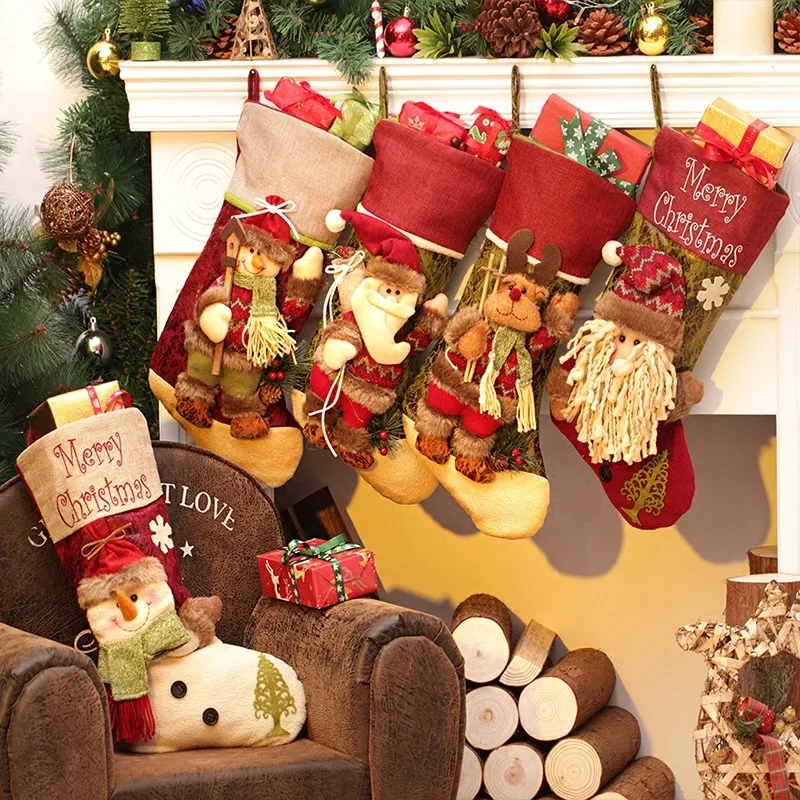 Высокая конец милые рождественские чулки Форма рук мешок дети Снеговик носок
