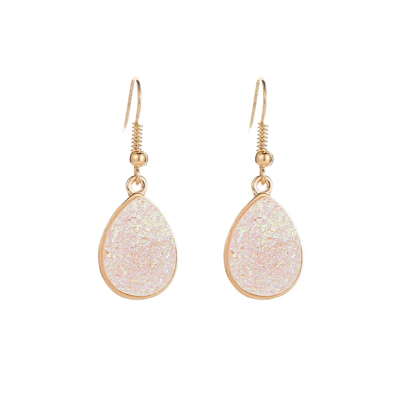4 цвета Drusy Druzy серьги Капли Висячие смолы Друза Шарм Золото Цвет Брендовые