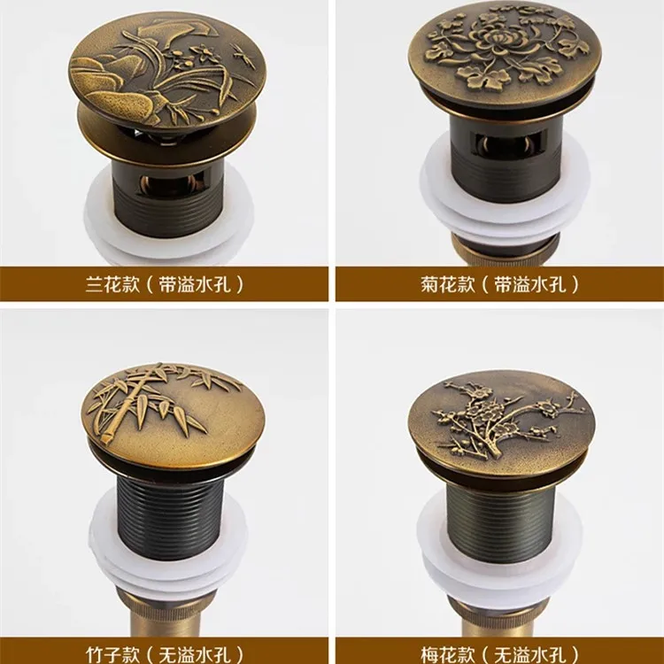 Старинная латунная коричневая раковина для ванной комнаты всплывающее