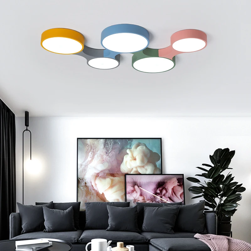 

DX Modern Led Ceiling Lights Creative Color Luminaire Kids Bedroom Remote Control Lamp Toy Brick Light Fixture Dimmable Lustre