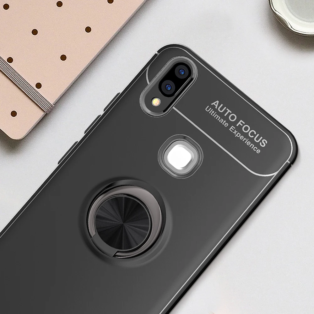 Магнитный чехол KEYSION для VIVO V9 мягкий силиконовый матовый с кольцом-держателем
