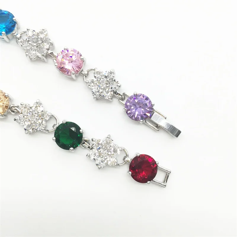 Круглые разноцветные ювелирные изделия в цветочном стиле серебряные