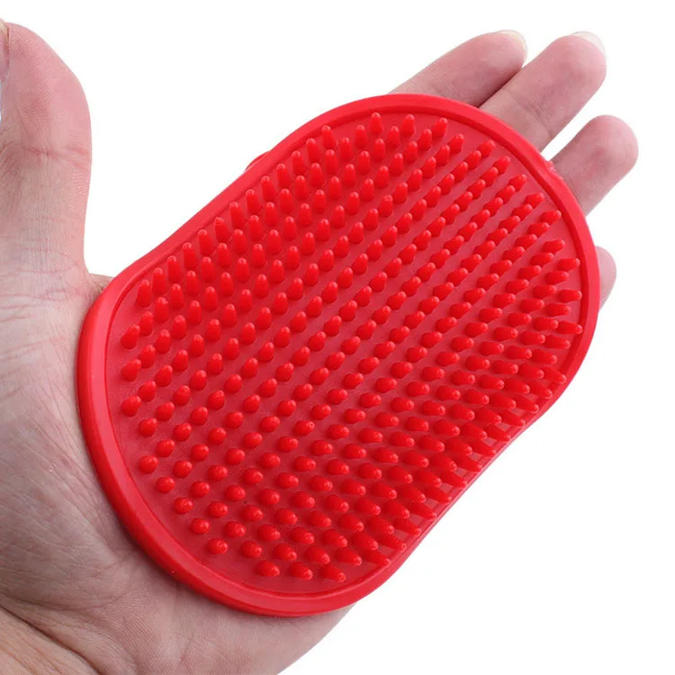 New Rubber Pet Bath Brush Comb With Fixed Band Cat Dog Cleaning Massage Grooming Glove Color Random Free Shipping PET-0029