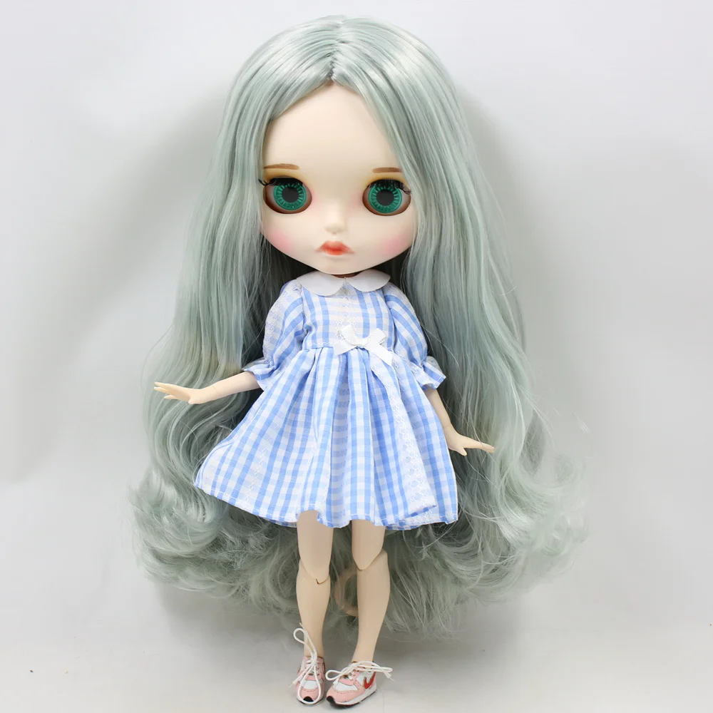 ICY Nude Blyth кукла No. BL9084/4278 серый смешанный зеленый волос резные губы матовое лицо с бровей индивидуальные лицо шарнир тела 1/6bjd
