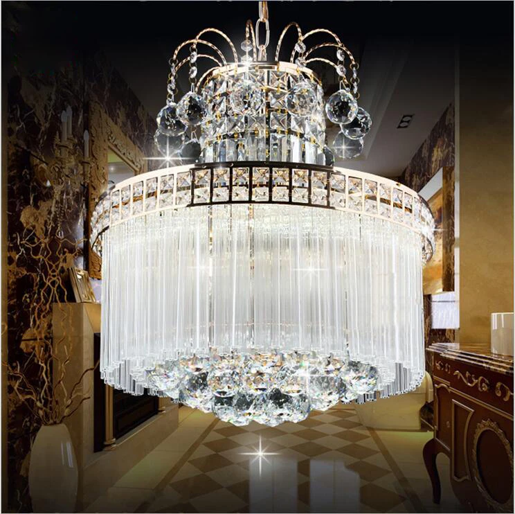 Хрустальная люстра для гостиной лампа в спальню золотистая круглая Светодиодная