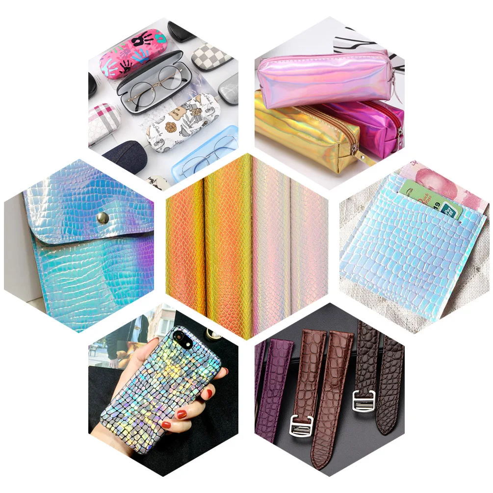 29X137cm Iridescent Laser Snake Synthetic Faux Leather Waterproof Surface PU Fabric For Bows DIY Handmede Crafts | Дом и сад
