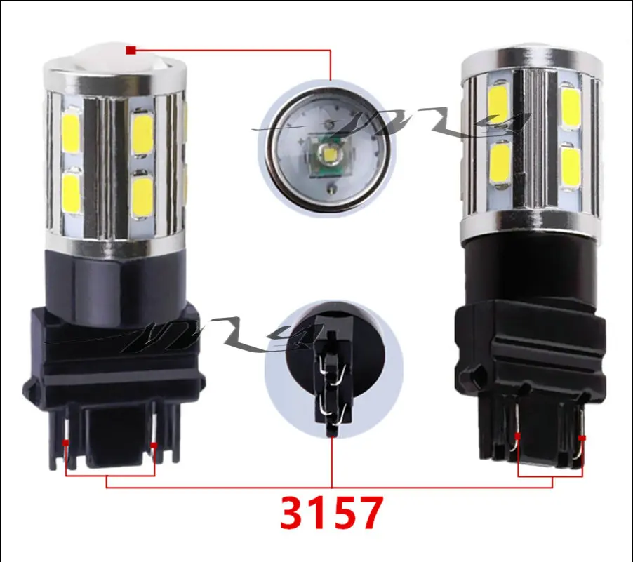 2 шт. 3157 3156 Led Высокая мощность 12 SMD 5730 5 Вт XPE LED Ксеноновые белые поворотные