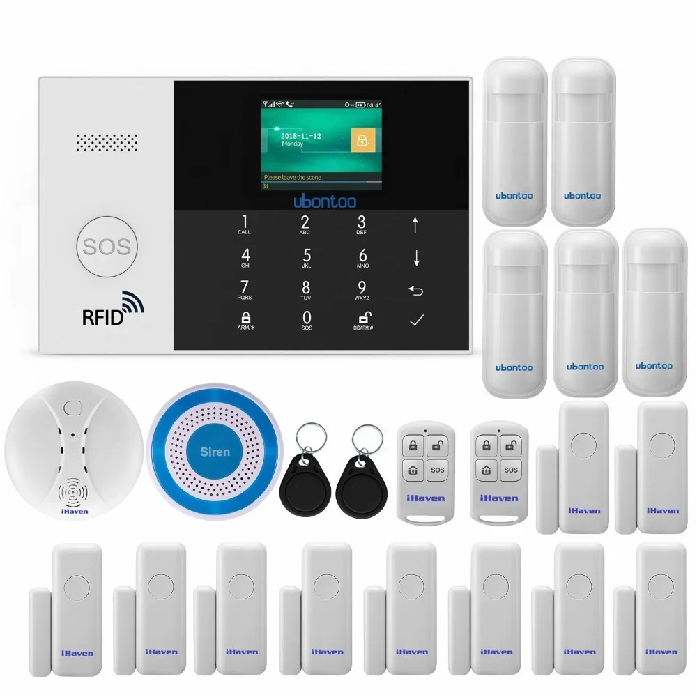 KitB Ubontoo беспроводной охранный датчик домашней безопасности wifi RFID SIM GSM сигнализация Система IOS Android приложение управление ЖК Сенсорная клавиатура - Цвет: KitB