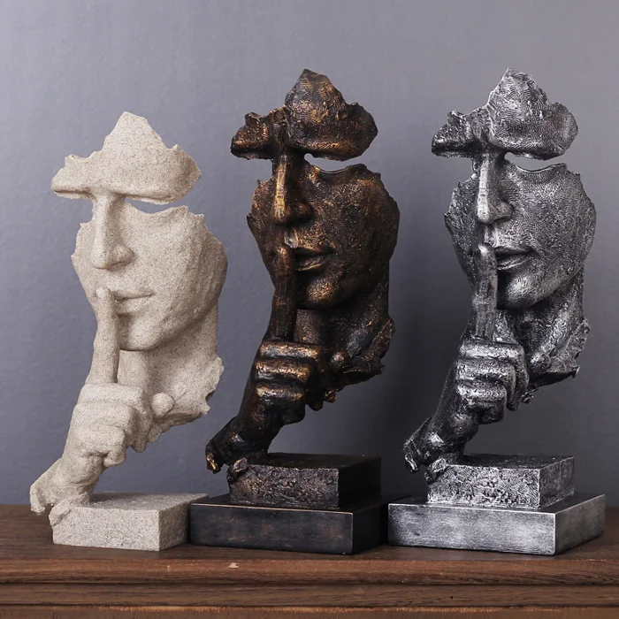 Статуя Скульптуры тишина-это золото абстрактные поделки креативное украшение