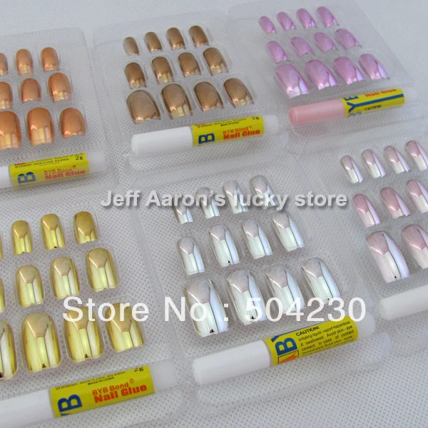 144 шт 12 металлического цвета металлическое покрытие Ложные французские