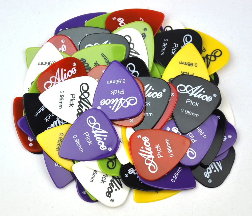 

100pcs Heavy 0.96mm Alice Glossy Nylon Guitar Picks Plectrums For Acoustic Guitar E