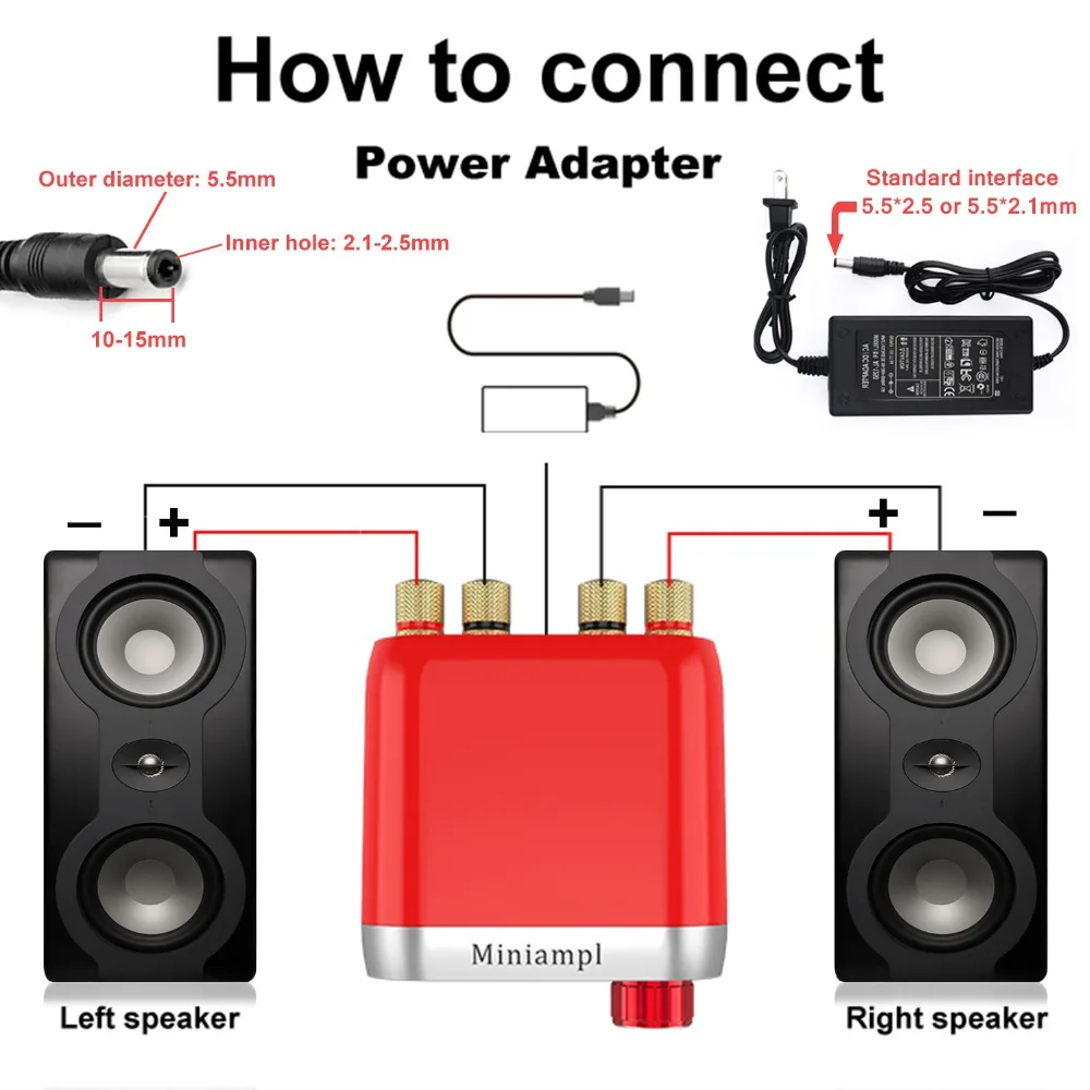 HiFi мини Bluetooth 5,0 MP3 плеер беспроводной аудио приемник Класс D Цифровой усилитель USB звуковая карта 50 Вт* 2 домашняя аудио поддержка AUX/USB