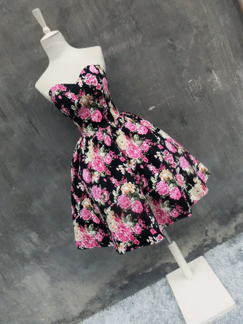 Sexy Floral Short Cocktail Dresses Evening Prom Party Coctail vestidos de coctel vestido festa curto |