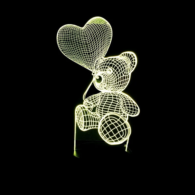 Подарок для подруги 7 цветов изменения 3D голограмма лампа Медведь Вечерние