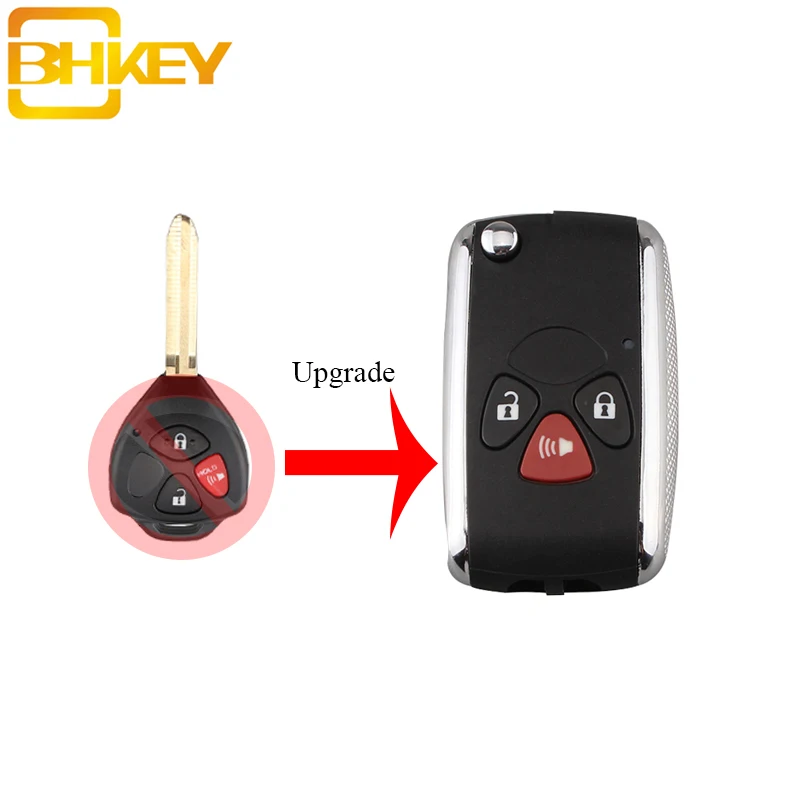 Bhkey 4 кнопки обновления складной пульт дистанционного управления авто чехол для ключей в виде ракушки Fob ЗАМЕНА Toyota Camry RAV4 Corolla Prado YARIS ключи