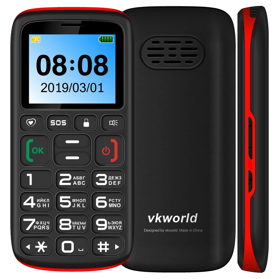 Vkworld Z3 телефон с функцией телефона для пожилых детей мини телефон клавиатура с русским шрифтом 2G GSM кнопка большой SOS ключ сотовый телефон для пожилых людей двойная SIM