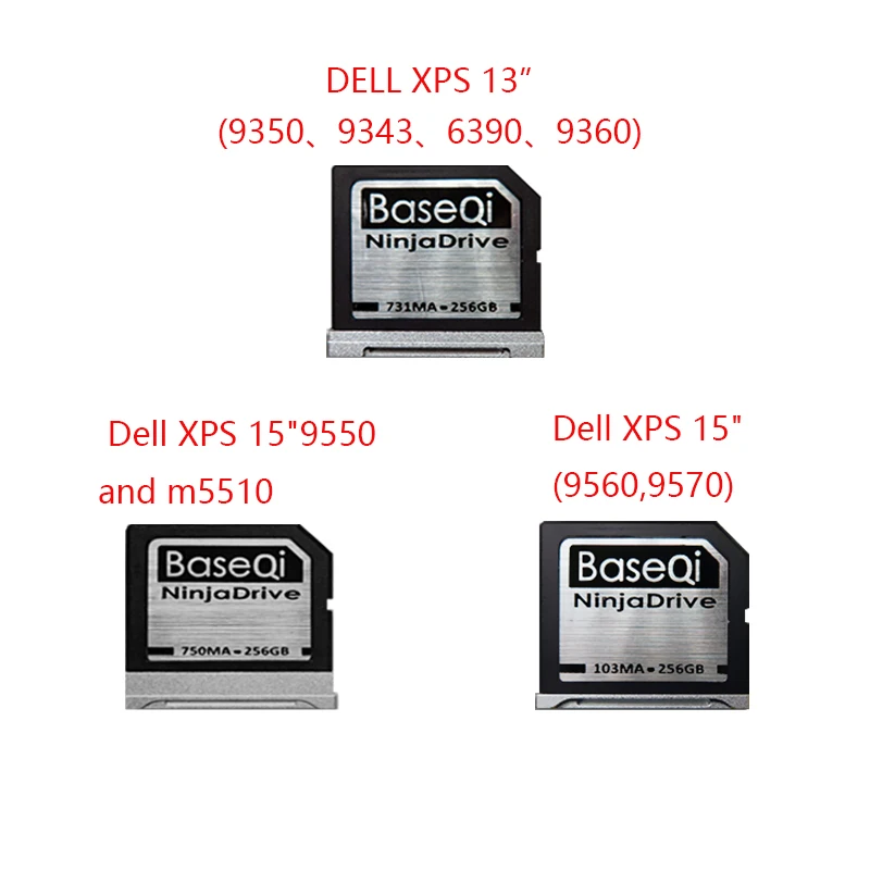 Алюминиевая высокоскоростная карта памяти BaseQi NinjaDrive объемом 256 ГБ SD для Dell XPS 13/15